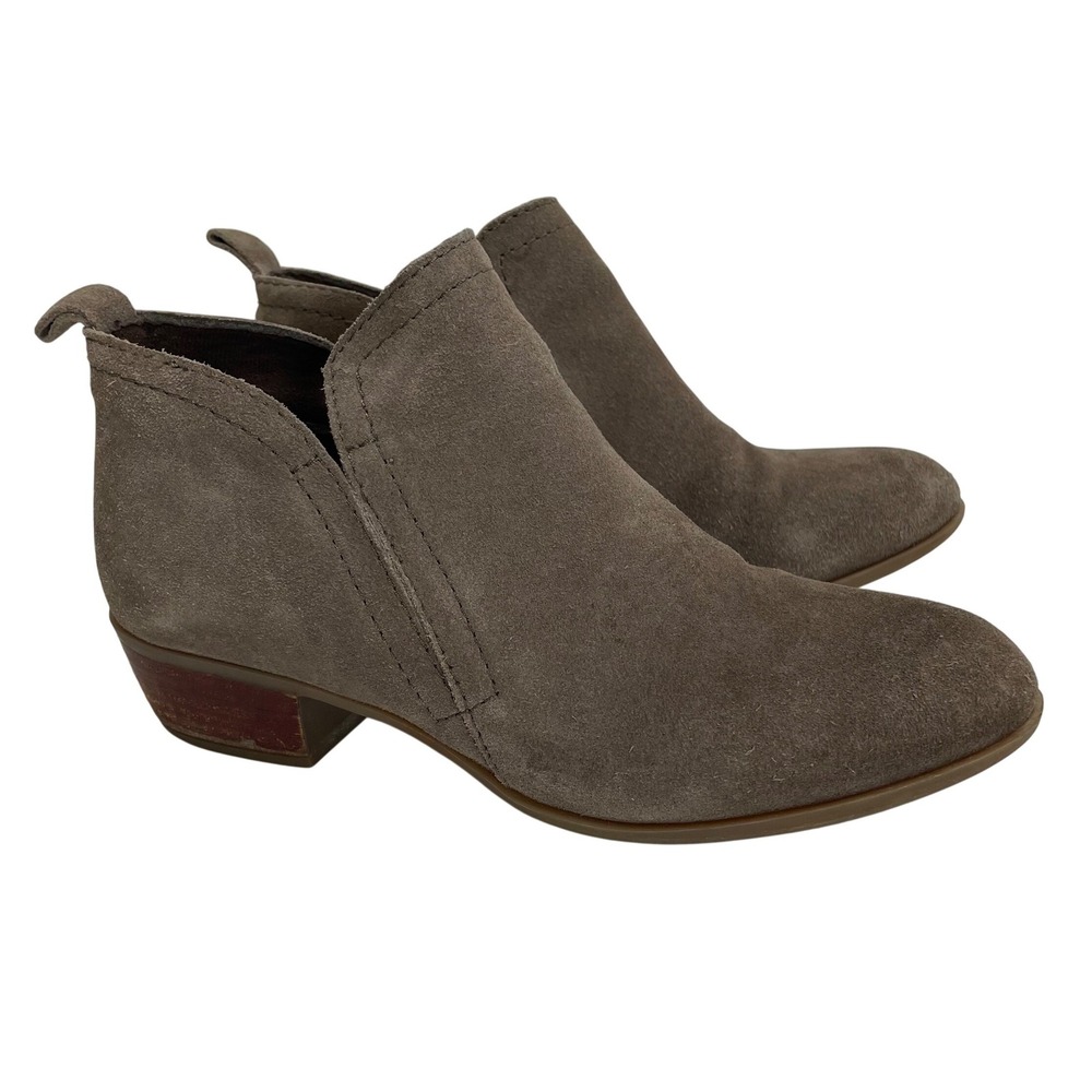 Diba Womens Taupe Suede Ankle Booties Side Slit Block Heel Round Toe‎ 9 Country